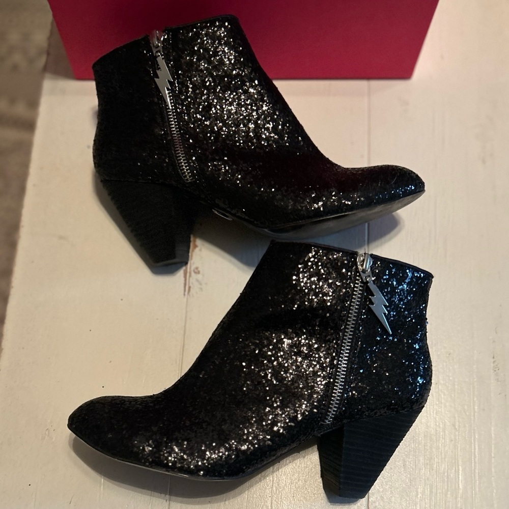 Betsey Johnson Padma glitter ankle booties